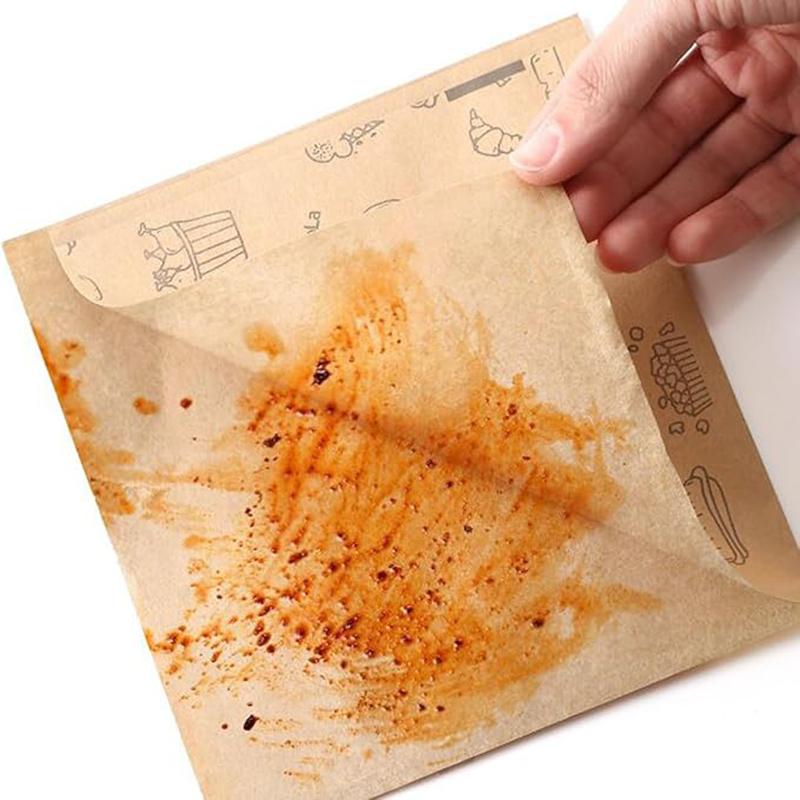 50PCS Disposable Kraft Paper Greaseproof Paper Bags Food Packaging Bag Barbecue Burrito Pancakes Pancakes Meat Buns Snack Bag