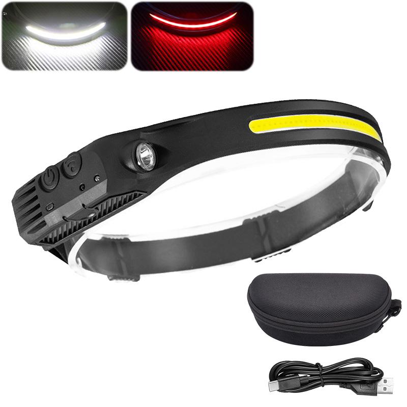 Powerful COB LED Induction Headlamp Built-in Battery USB Rechargeable Head Flashlight Outdoor Camping Fishing Riding Headlight