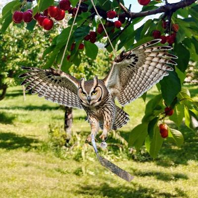 Waterproof Bird Scarer Pest Control Simulation Owl Bird Scare Pendant With Bell With Reflective Hanging Bird Repellent Courtyard