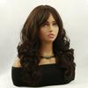 Women Synthetic Long Natural Wave Wigs with Bangs Wavy Brown Natural Wig For Daily Party Costume Heat Resistant Fibre Hair