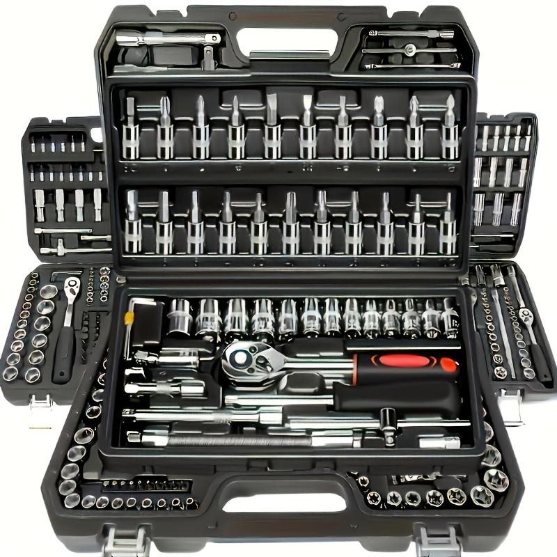 46pcs Professional All-Purpose Car Repair Tool Set for European Models | Heavy-Duty Alloy Metal Toolbox with Ratchet Torque Wrench