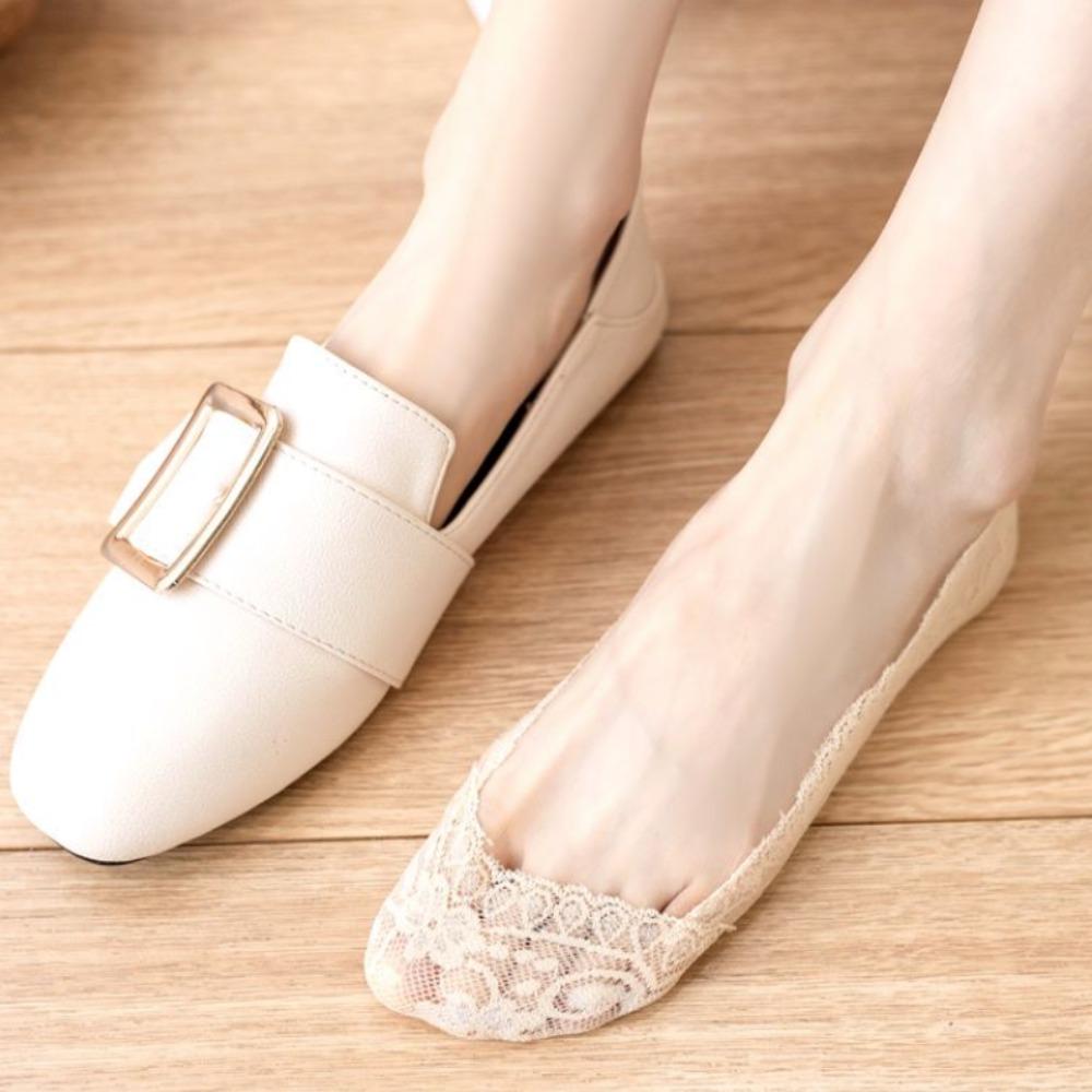 

Breathable Sweat Absorption Summer Cotton Boat Socks Lace Invisible Socks Non-Slip Socks Silicone