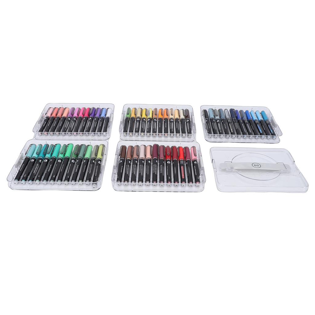 Acrylic Paint Markers 60 Colors Set Professional Pens for Watercolor with Storage Box