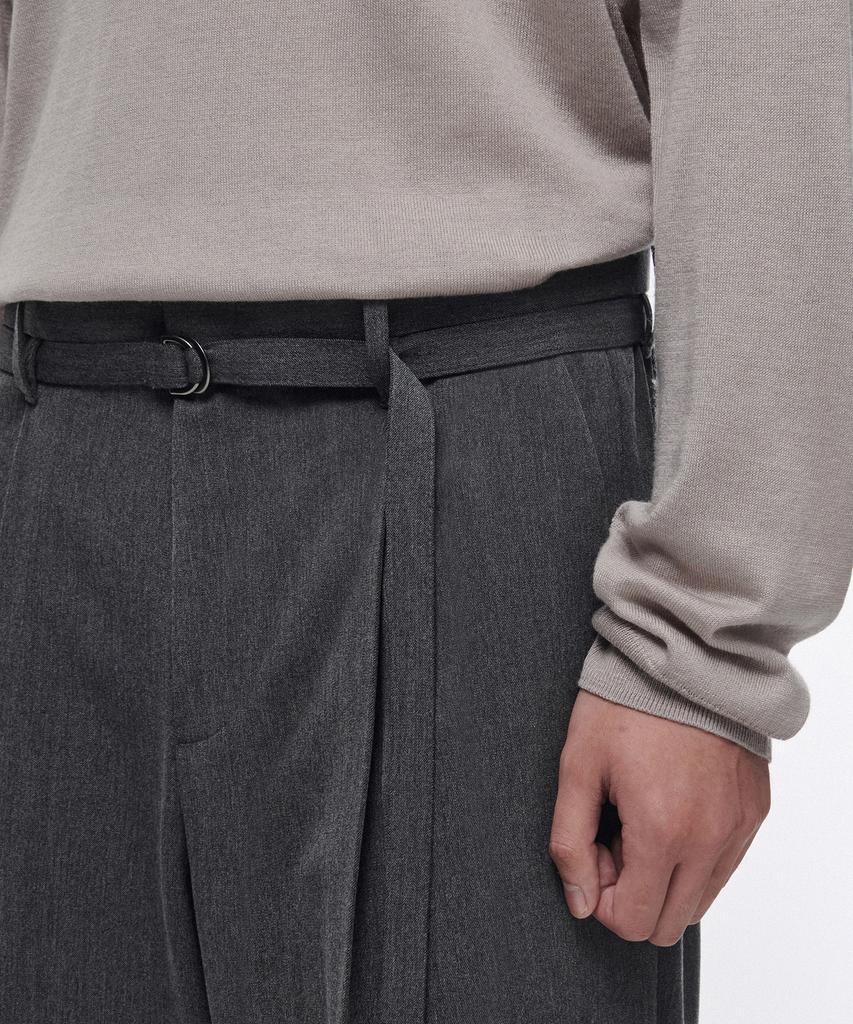 Musinsa Standard Narrow Belt One-Pleat Wide Slacks [Medium Gray]