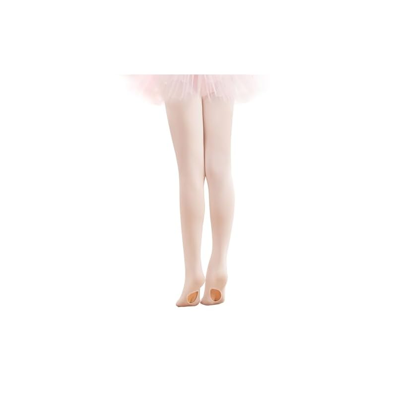 Daydance Girls' Ballet Pink Tights, 60D Super Soft Girls' Dance Transition Tights Ages 8-10, 1 Pair