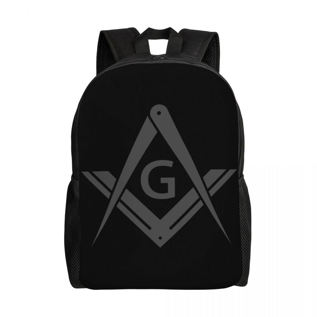Gold Freemason Logo Travel Backpack Women Men School Computer Bookbag Masonic Mason College Student Daypack Bags