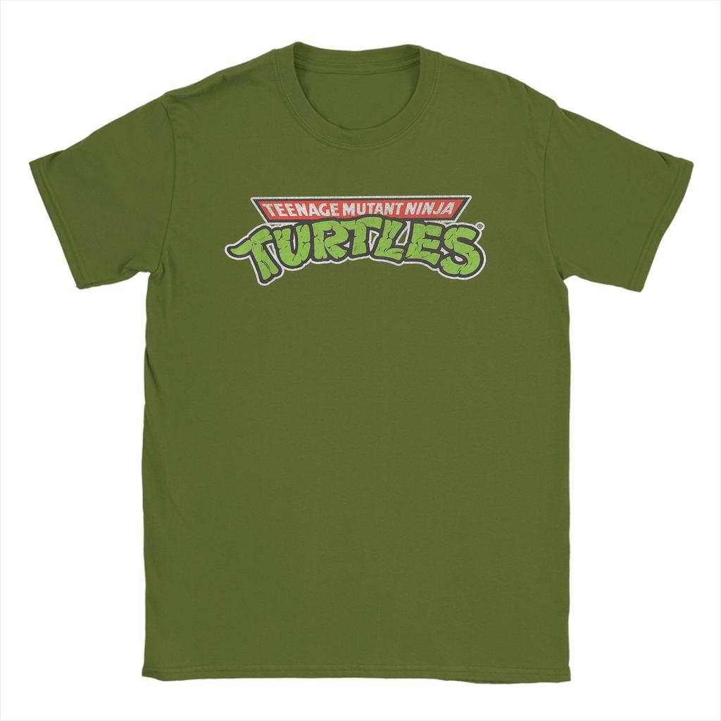 Vintage Ninja Turtles Retro Logo TShirts Men Round Neck Pure Cotton T Shirts Short Sleeve Tee Shirt Birthday Present Clothing
