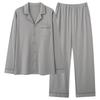 Herren Übergröße Baumwoll-Pyjama-Set - Schlichtes Langarm-Oberteil & Lange Hose für Frühling und Herbst