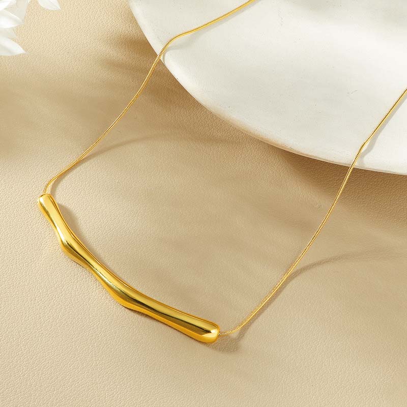 Stainless Steel Metal Irregular Wrinkled Pendant Necklace for Women Fashion Gold Color Short Clavicle Chain Necklaces Jewelry