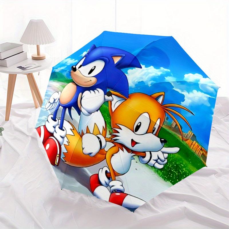 

1pc Sonic & Tails: Automatic Opening Folding Umbrella - Portable 3-Fold Design, 8-Bone Iron Frame Outdoor Umbrella, Festival Gift for Fans, Trave