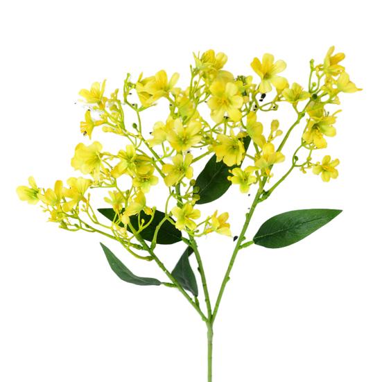 

Ветка искусственного цветка со стеблем и листьями, домашняя свадьба, 3 вилки, 39 головок, искусственный цветок жёлтый