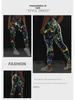 New Luminous High-Waist Yoga Pants - European & American Peach Print Sports Leggings for Women