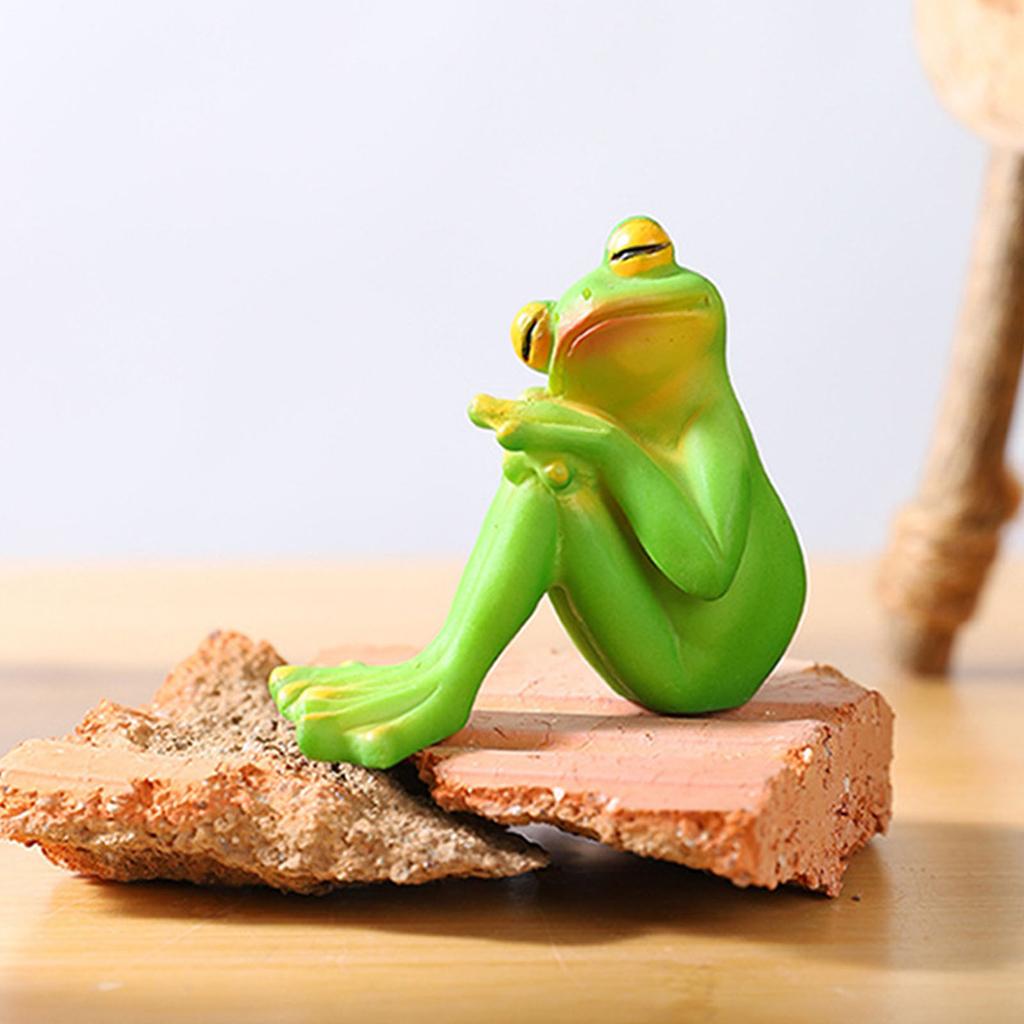 Resins Frogs Musician Statue Cartoon Animal Figurine Sculpture for Home Office Desktop Decors and Artistic Ornament