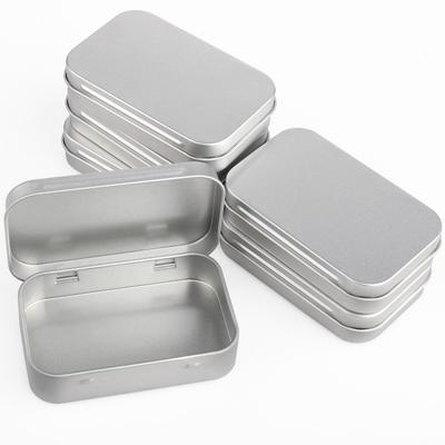 6Pcs Silver Tin Box Container Metal Hinged Lid Box Portable Empty Tinplate Box  Christmas Present