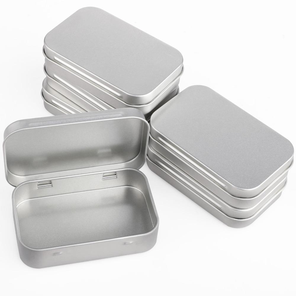 6Pcs Mini Metal Metal Storage Box Silver 9.5x6x2cm Tin Box Container Empty Tinplate Box Christmas Present