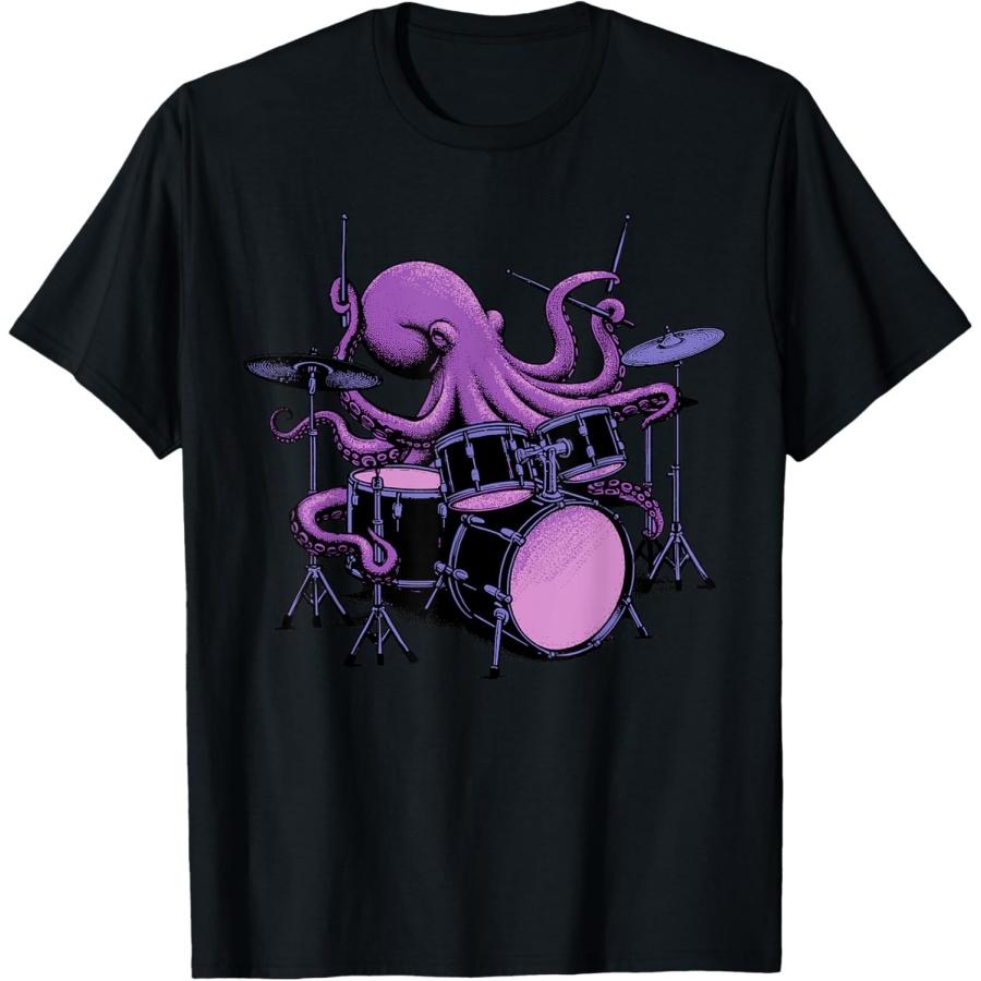 Octopus Shirt Funny Octopus Playing Drums For Drummer T-Shirt S