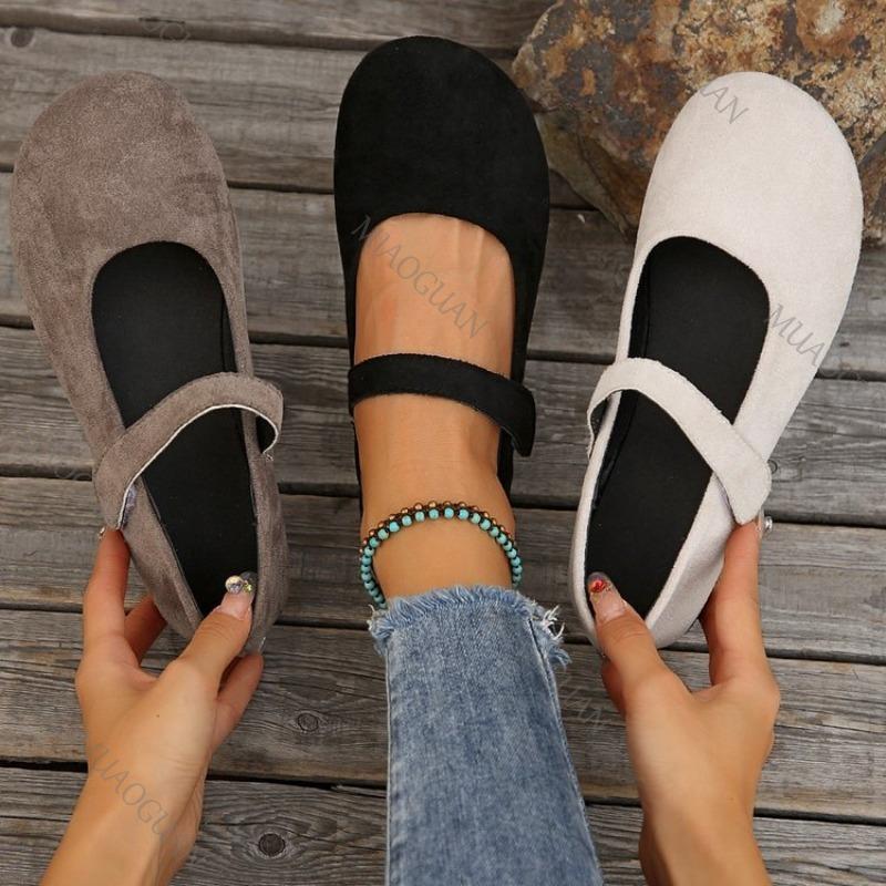Fashion Woman's Casual Flats Shoes Round Toe Large Size Ladies Shoes Retro French Mary Jane Dress Flat New Summer Solid Comfortable Shoe