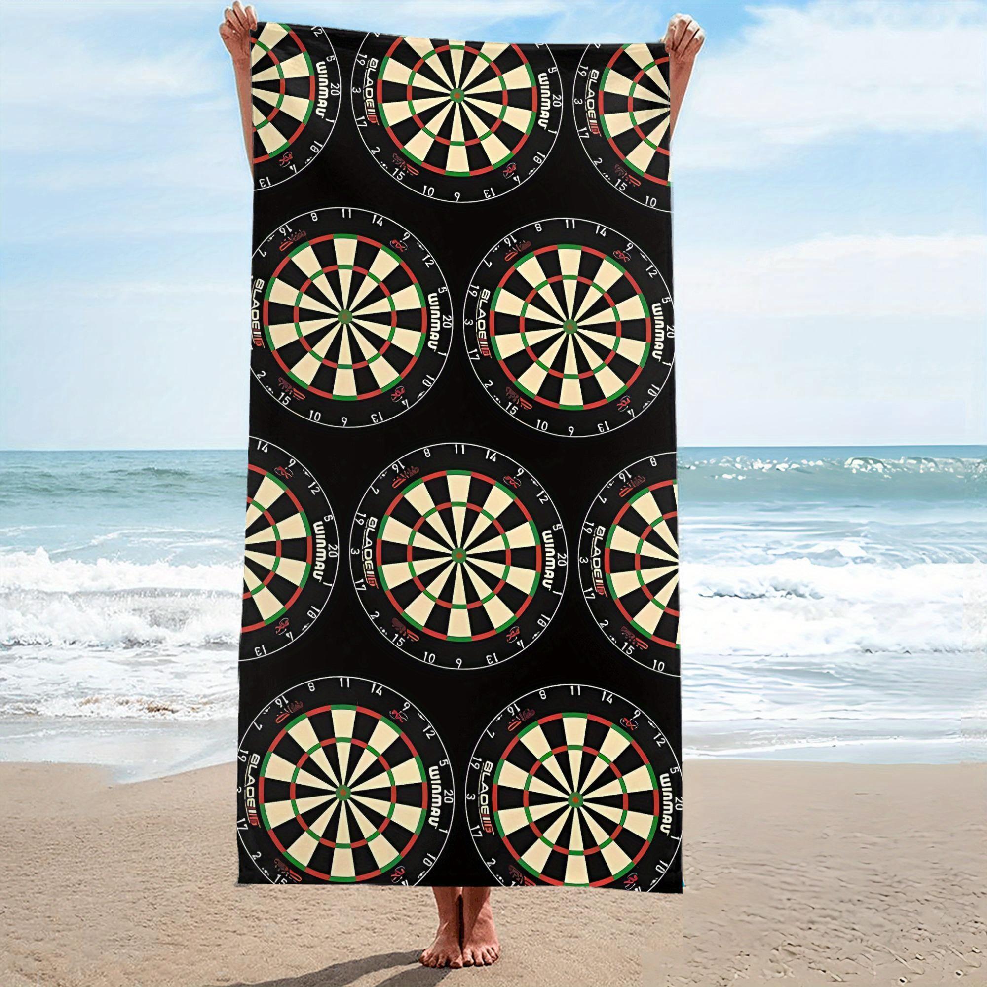 

Dartboard Print Beach Towel, Game Sports Theme Microfiber Quick Dry Soft Absorbent for Camping Pool Travel Gift Men W40*H60(CM)