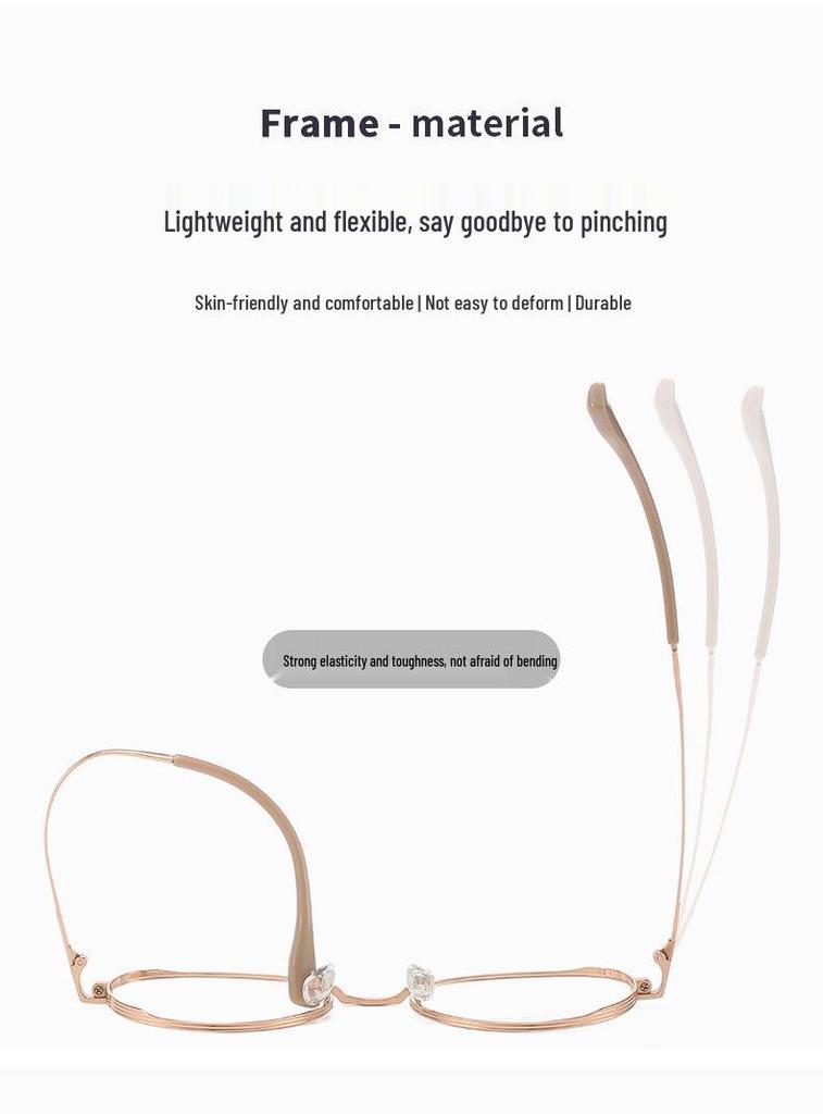 2023 Ultra-Light Round Titanium Glasses Frame with Laser Pattern – Stylish and Versatile for Men and Women