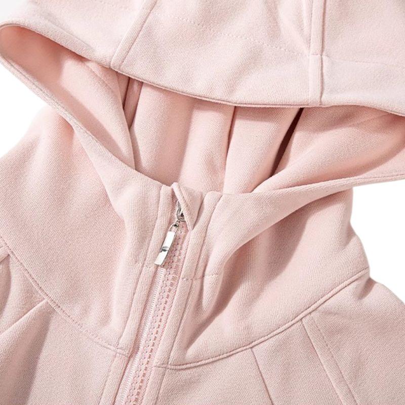 Slim-Fit Women's Pink Autumn Hoodie Jacket - Sporty Style with Zipper Front