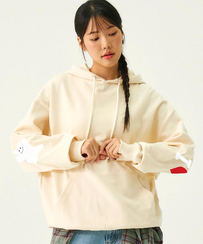 [Unisex] Elbow I Love Bear Hoodie_Cream
