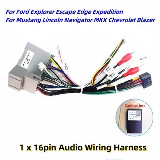 

Car 16pin Audio Wiring Harness With Canbus Box For Ford Explorer Escape Edge