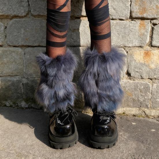 Faux Fur Leg Warmers Women Winter Fuzzy Leg Warmers Soft Furry Boot Cuff Fluffy Boot Sleeves for Party Costume Date Street Wear