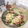 Alfombra Redonda Floral de Rosa Retro Elegante Estilosa Suave Lavable Antideslizante Alfombrilla Decorativa Alfombra de Piso Acogedora para Sala de Estar Dormitorio