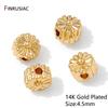 14K Gold Plated Round Spacer Beads For Jewelry Making,Brass Flat Beads Separators For DIY Bracelet Necklace Making Accessories