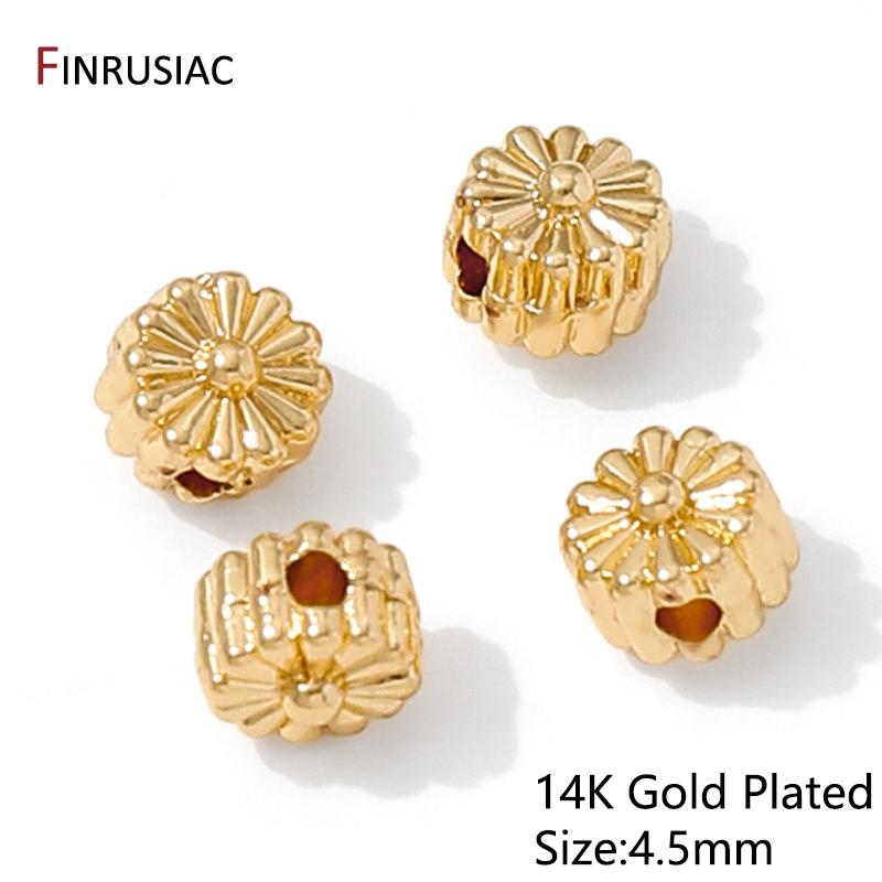 14K Gold Plated Round Spacer Beads For Jewelry Making,Brass Flat Beads Separators For DIY Bracelet Necklace Making Accessories