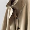 Women's Retro Style Mid-Length Cotton Trench Coat with Stand-Up Collar