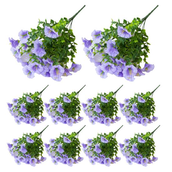 

Букет искусственных цветов петунии, искусственные цветы для улицы, реалистичные, устойчивые к ультрафиолетовому излучению, искусственные цветы для крыльца, патио, подвесной корзины 10pcs