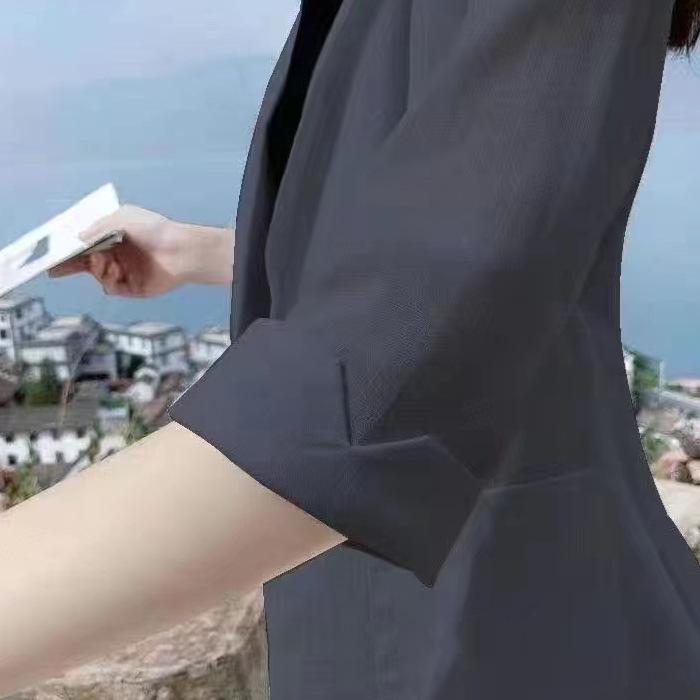 Women's Cotton Linen Blazer - Spring/Summer 2025 British Style, Casual Sun Protection Jacket