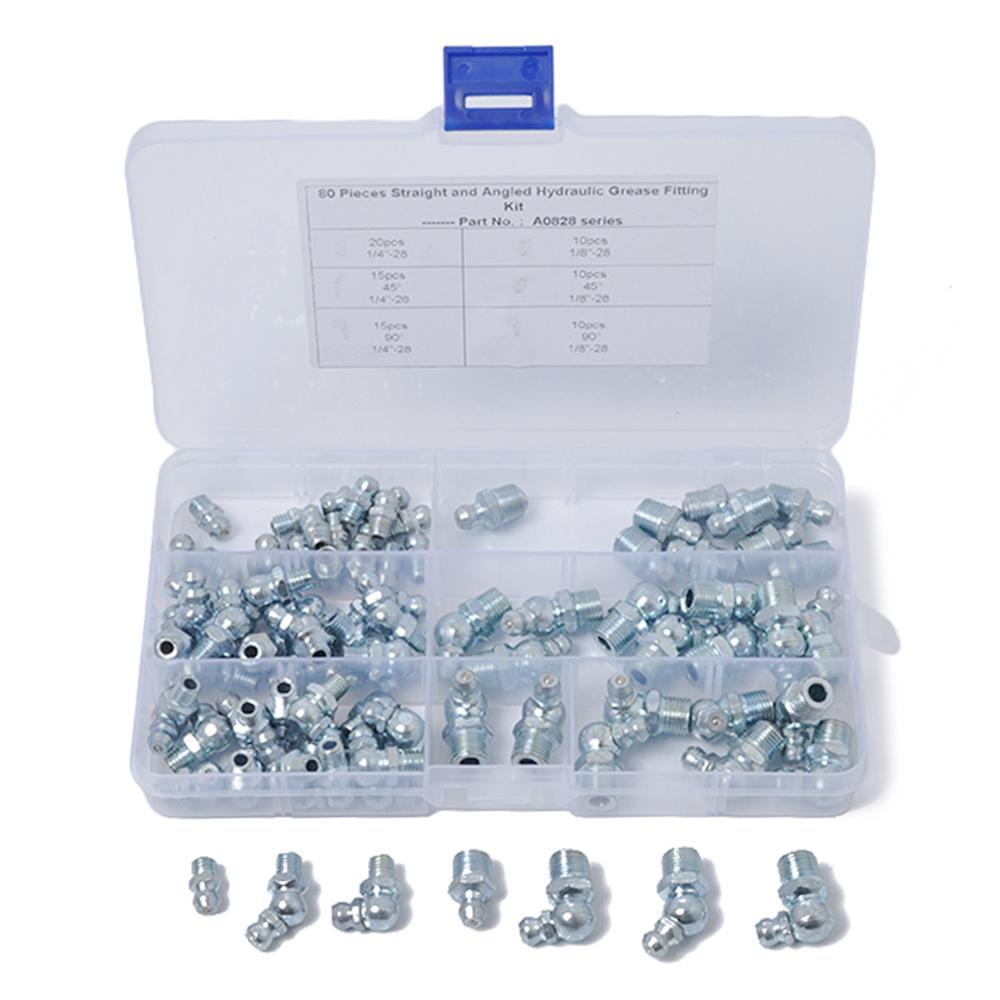 

A0828 Комплект із 80 кутових та прямих гідравлічних маслянок 45/90 градусів Type A