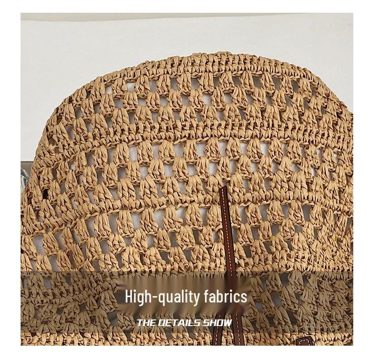 Large Capacity Straw Woven Shoulder Tote - Ideal for Seaside Vacations and Commutes