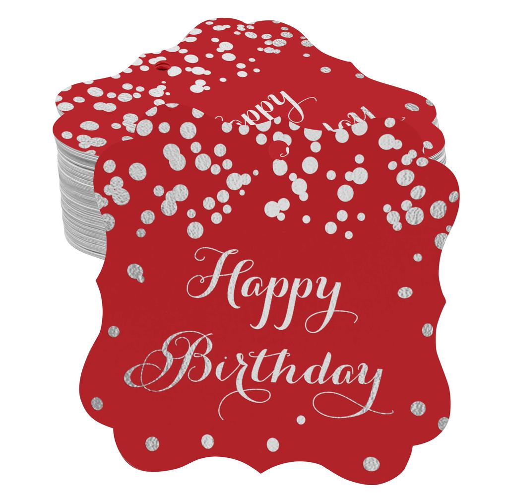 Inkdotpot Real Gold Foil Bracket Shape Paper Hang Tags Happy Birthday Favor Tags Pack Of