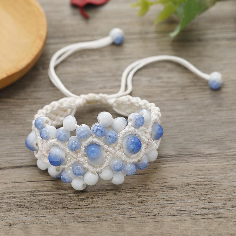 Hand-woven retro ceramic bracelet women's versatile simple temperament literary hand rope with jewelry