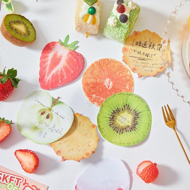 30 Pcs Cute Creative Food Material Sticky Notes Simulate Vegetable Fruits Mini Notes Message Notepad Diy Elf-Stick Memo Pads