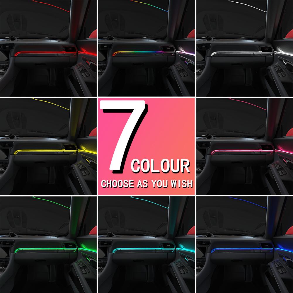 Car LED Ambient Light Interior Acrylic Strips 110cm Full Colors RGB Car Interior Hidden USB App Remote Control Atmosphere Lamp