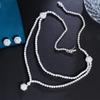 CMM Chic Dangle Drop Runde Zirkon 2 Schichten Mehrere Halskette Frauen Hochzeit Bankett Schmuck Sets Braut Kostüm Zubehör