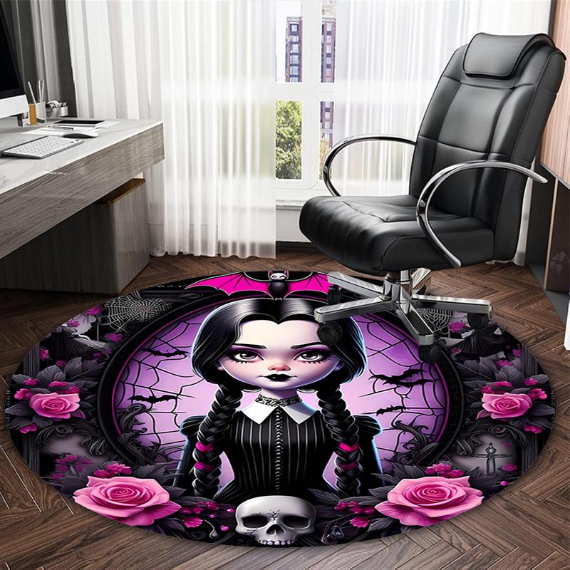 1pc Addams Family Wednesday3 Print Round Carpet Chair Round Carpet Suitable for Bedroom Living Room Home Decorative Carpet
