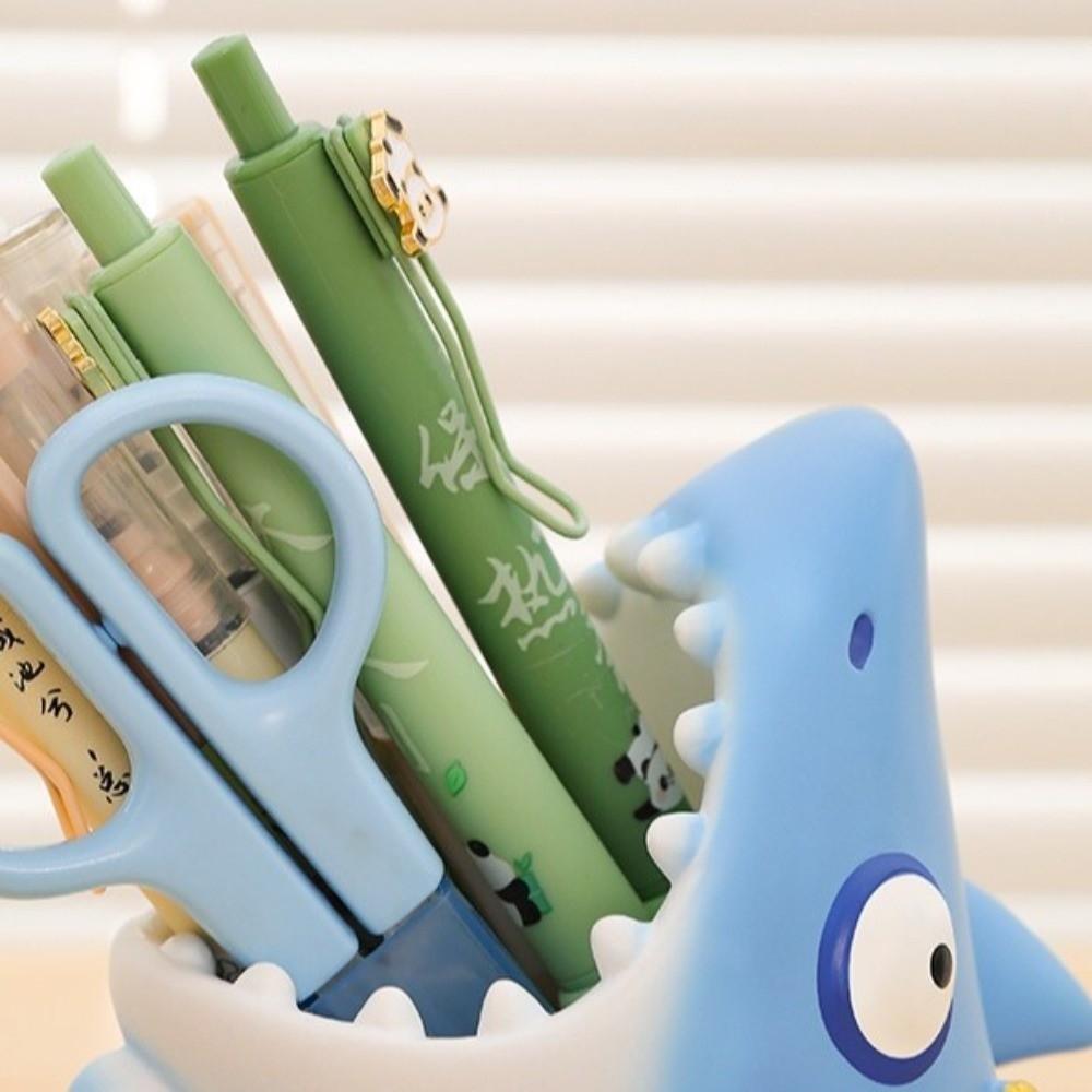 Cartoon Shark Pen Holder Creative Stationery Storage Box Study Room Resin Pen Holder  Office