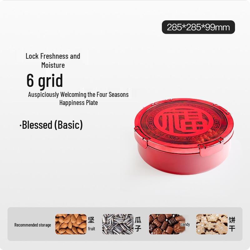 New Year Dried Fruit & Candy Tray: Sealed Wedding, Living Room, or Coffee Table Snack Box with Sunflower Seed Storage