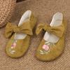 New Embroidered Flat Bean Shoes for Women's Flip-top Shoes