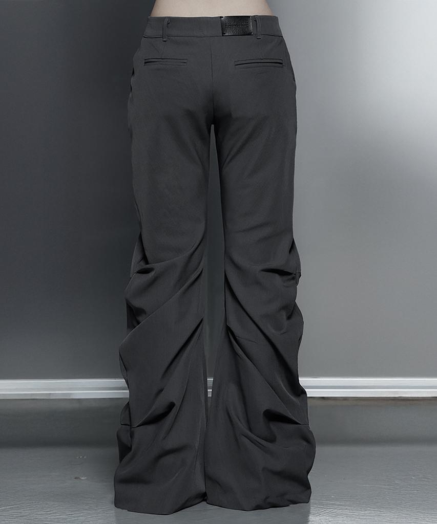 ETRE AU SOMMET Side Double Lace-Up Bootcut Slacks (Gray)