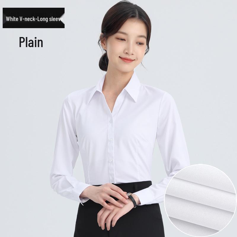 Cămașă Profesională cu Mânecă Lungă Albă pentru Femei - Primăvară/Toamnă Stil Coreean Croială Slim Top Formal