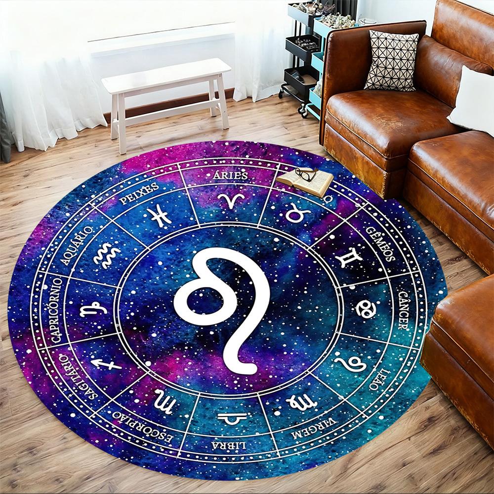 1pc Astrology Zodiac Round Chair Mat Area Rug - Non-Slip, Floor Mat for Office, Bedroom, and Indoor Decor C1125405