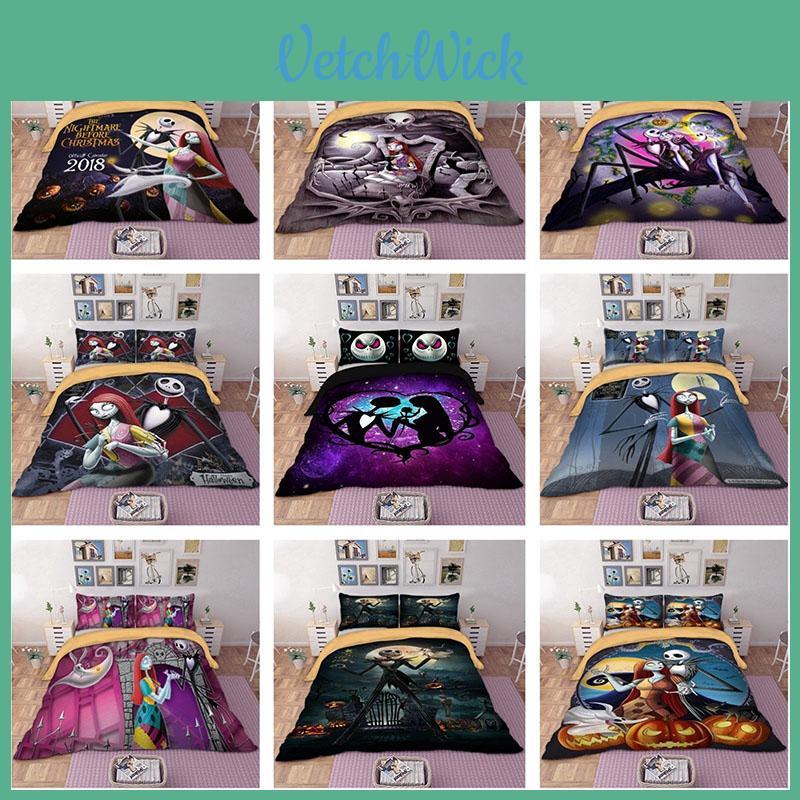 Luxurious Nightmare Before Christmas Duvet Cover With Pillow Cases Bedding Set