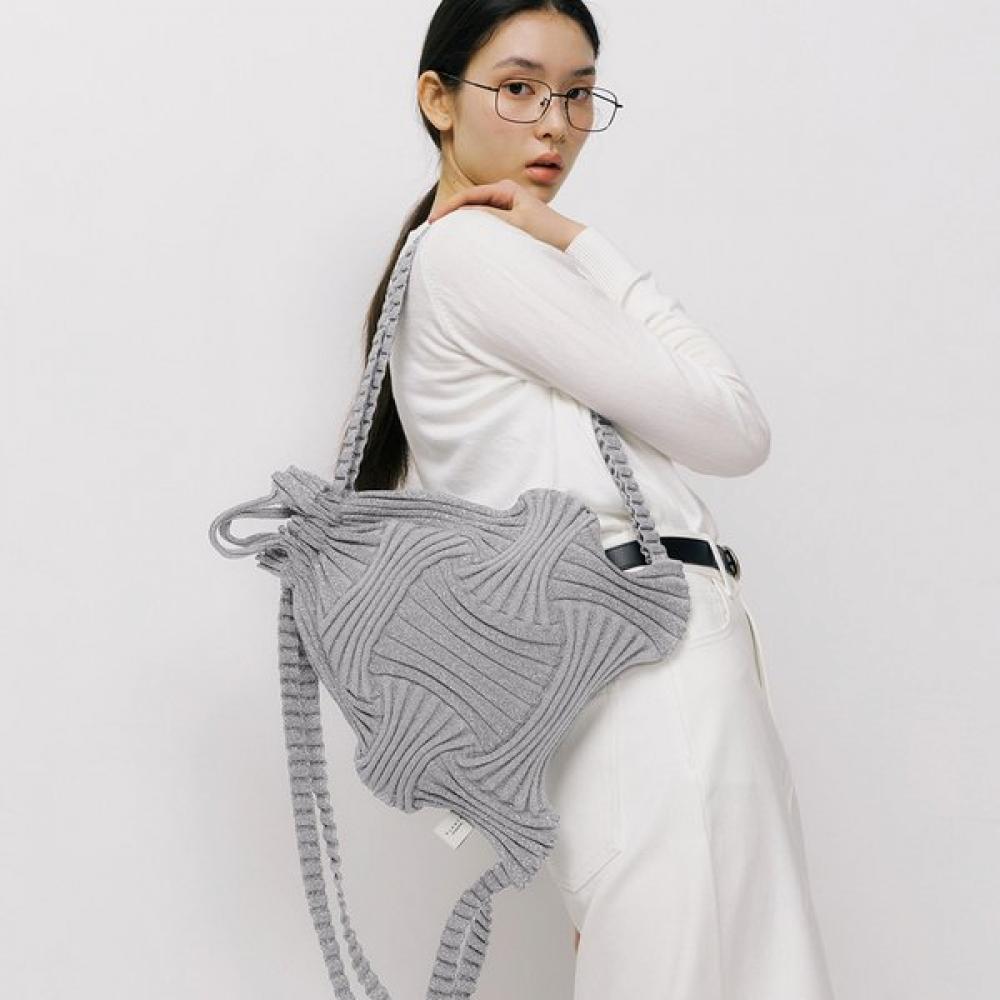 Pleatsmama Glitter Silver New Bow Backpack