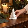 Small Xmas Figurine 3D Printed Snowy Christmas Tree Figurine, Mini Winter Scene Ritual Gifts Tabletop Decor for Home Shelf, Elegant Holiday